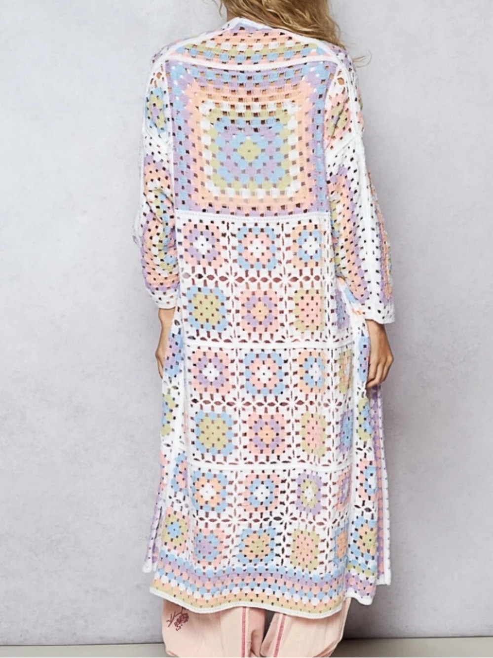 POL Womenโs Crochet Cover-Up in Pastel Multi - Brand Unlisted OS